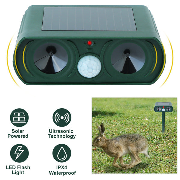 Ultrasonic Animal Repellent Solar Motion Sensor Repellent IPX4 Outdoor Waterproof