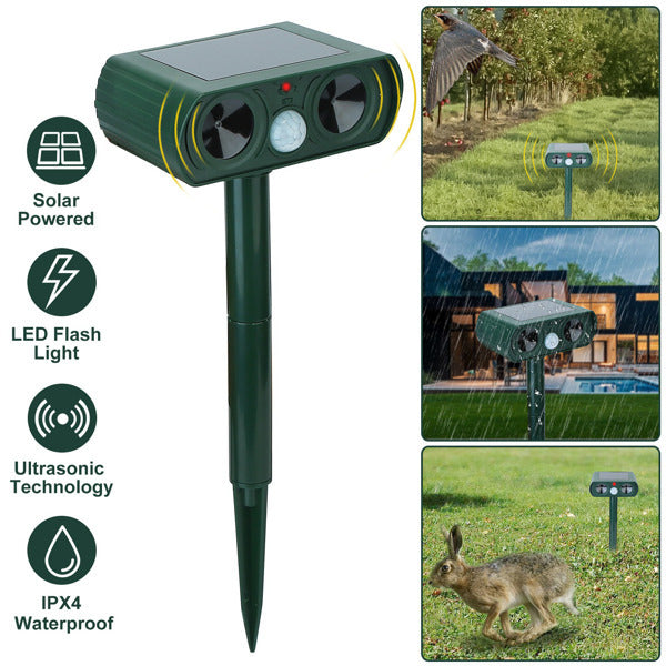 Ultrasonic Animal Repellent Solar Motion Sensor Repellent IPX4 Outdoor Waterproof