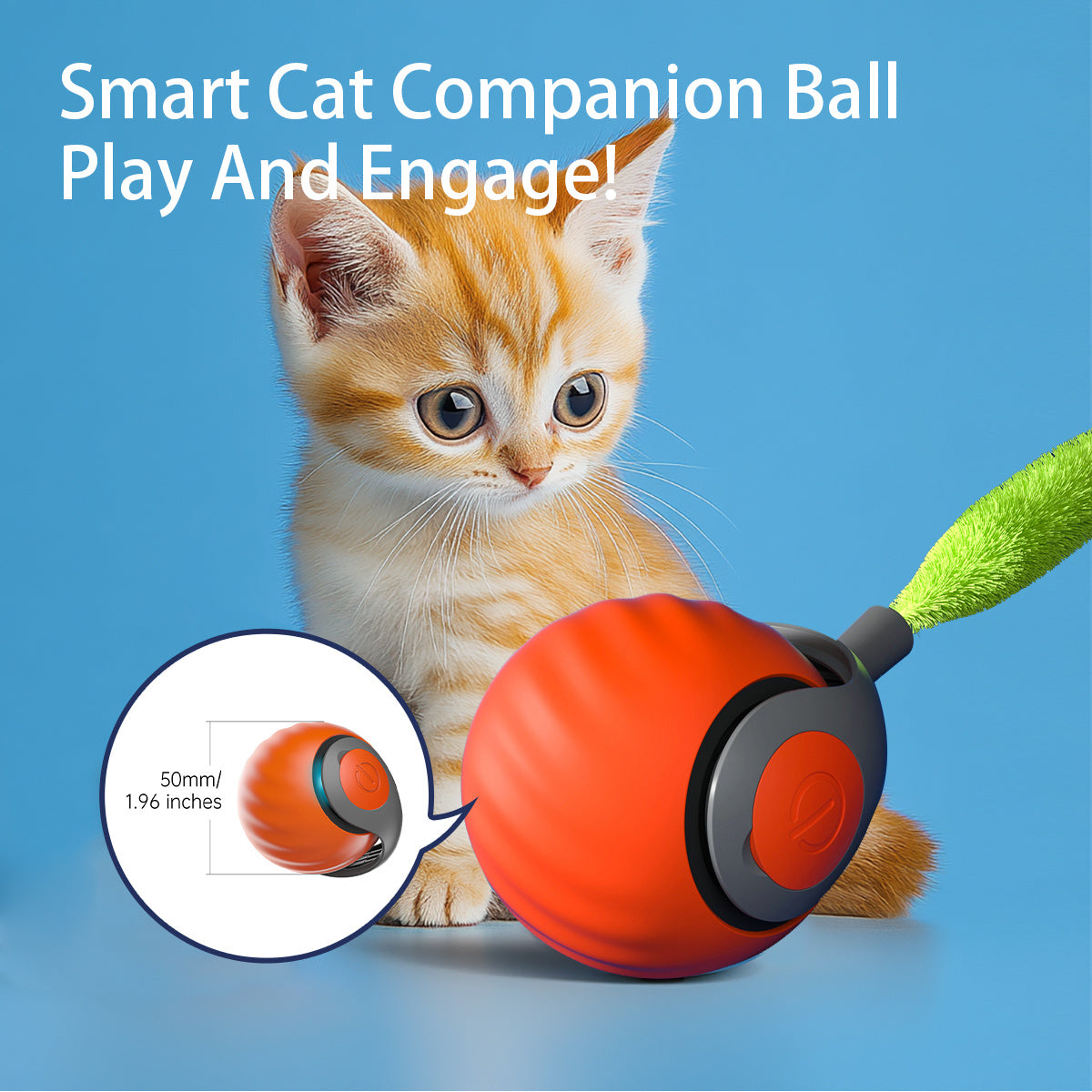 2025 Smart Interactive Cat Ball,Type-C Rechargeable Interactive Cats Toy,Automatic Cat Teaser Toy