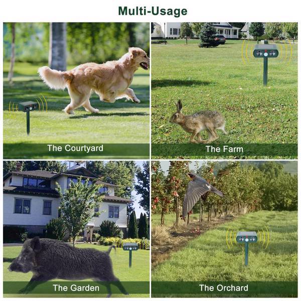 Ultrasonic Animal Repellent Solar Motion Sensor Repellent IPX4 Outdoor Waterproof