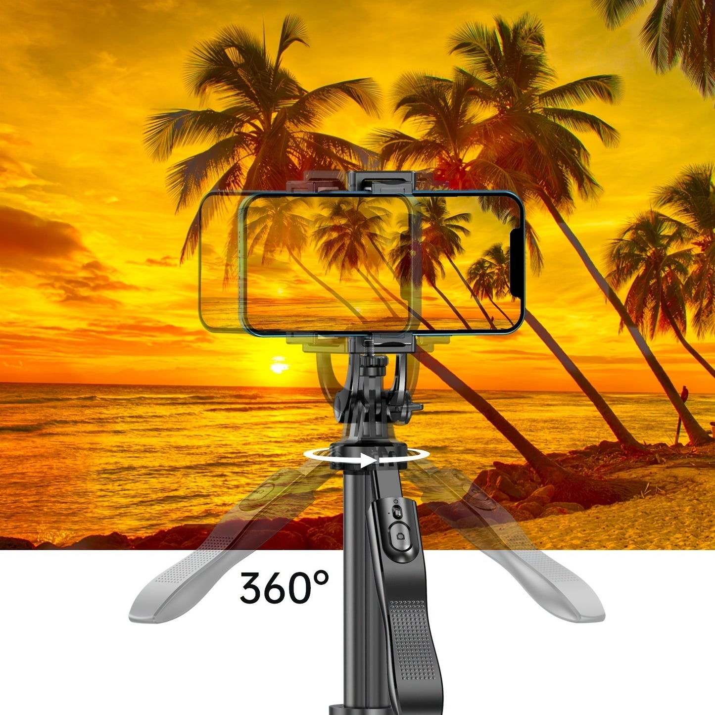 61 Selfie Stick Tripod, All In One Extendable Phone Tripod Stand With Wireless Remote  Rotation For IPhone And Android Phone Selfies, Video Recording, Vlogging, Live Streaming, Aluminum, Black