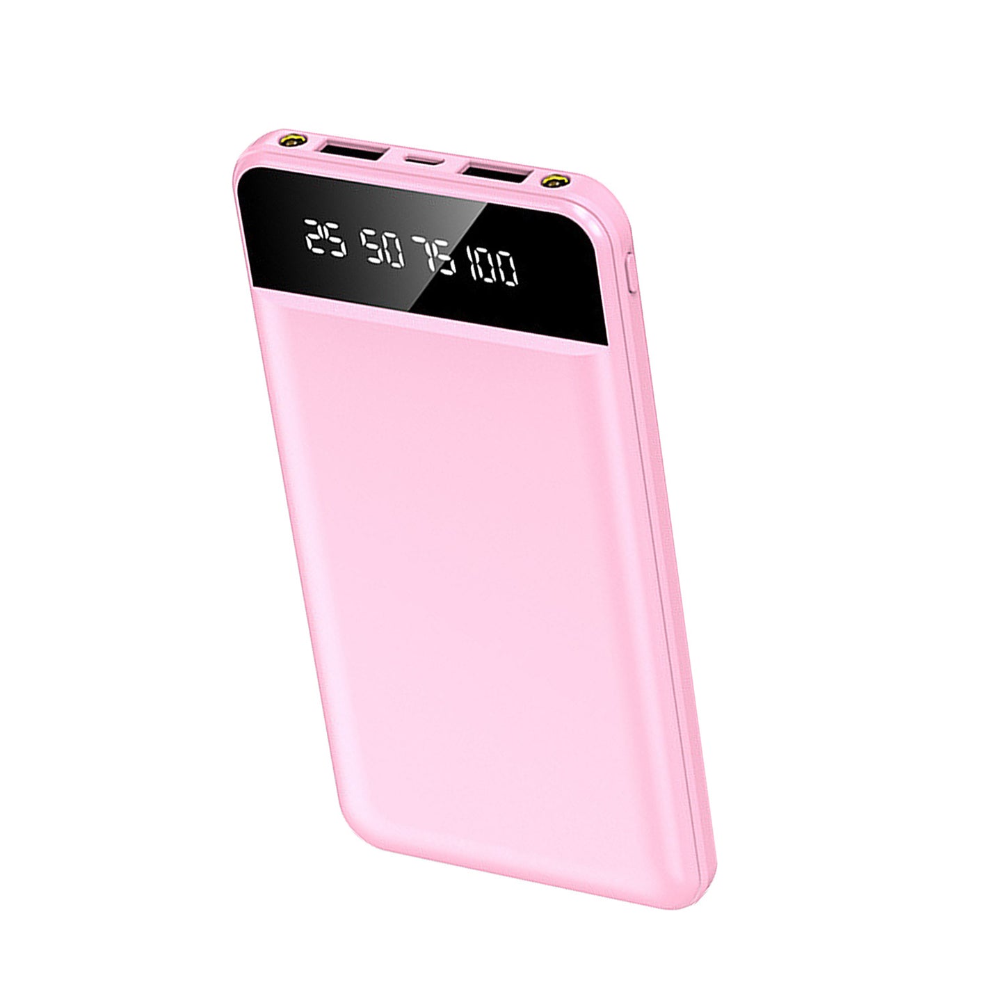 1Pc 10000mAh Power Bank Portable Ultra Slim Charger External Battery Pack With 2 USB Output Ports Charging Cable LED Flashlight Compatible With IOSPhone 15 And More