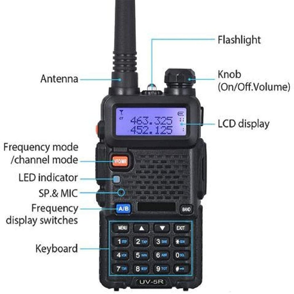 Baofeng UV-5R Two-way Wireless Intercom 1800mAh Lithium-ion Battery Black One Pack